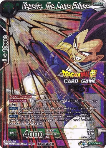 Vegeta, the Lone Prince (Card Game Fest 2022) (BT10-068), Tournament Promotion Cards — DB Super card price