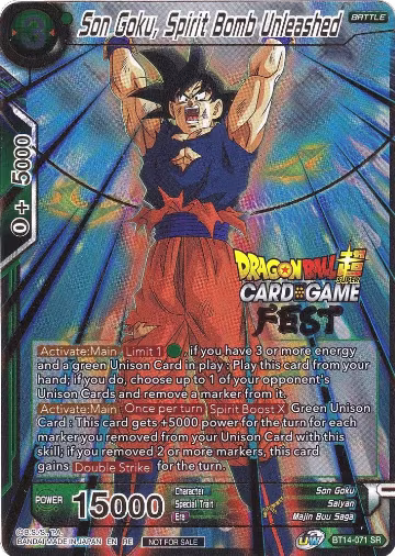 Son Goku, Spirit Bomb Unleashed (Card Game Fest 2022) (BT14-071), Tournament Promotion Cards — DB Super card price