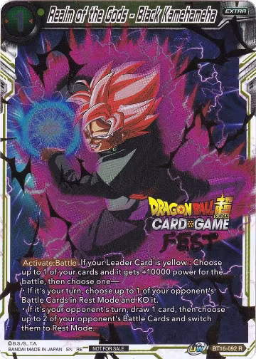Realm of the Gods - Black Kamehameha (Card Game Fest 2022) (BT16-092), Tournament Promotion Cards — DB Super card price