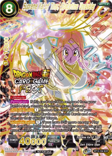 Supreme Kai of Time, Spacetime Unraveler (Card Game Fest 2022) (Winner-Stamped) (BT12-154), Tournament Promotion Cards — DB Super card price