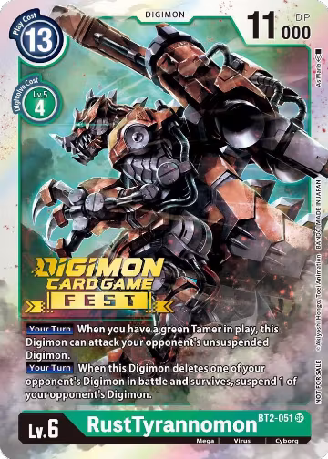RustTyrannomon (Digimon Card Game Fest 2022) (BT2-051 SR), Release Special Booster 1.0 — Digimon card price