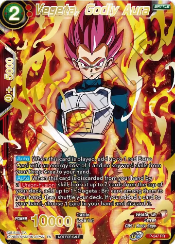 Vegeta, Godly Aura (Alternate Art) (P-247), Tournament Promotion Cards — DB Super card price