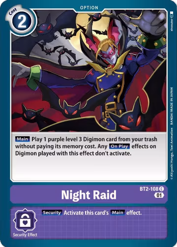Night Raid (Parallel Rare) (BT2-108 C), Starter Deck 10: Parallel World Tactician — Digimon card price