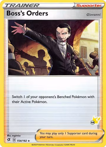 Boss's Orders - 154/192 (#44 Pikachu Stamped) (154/192) — card price