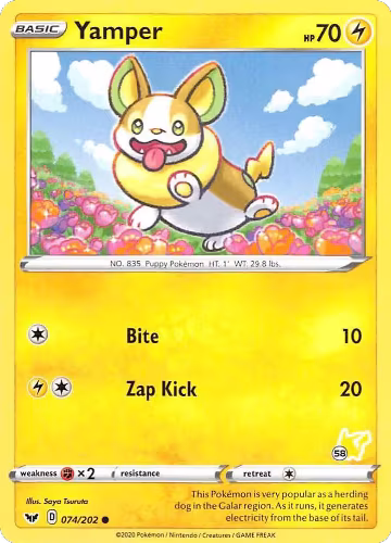 Yamper - 074/202 (#58 Pikachu Stamped) (074/202) — card price