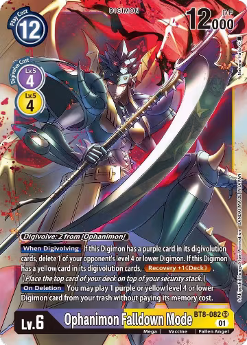 Ophanimon Falldown Mode (BT8-082 SR), New Awakening — Digimon card price