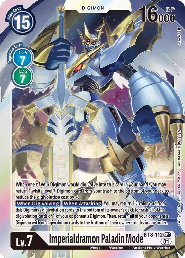 Imperialdramon Paladin Mode (BT8-112 SEC), New Awakening — Digimon card price