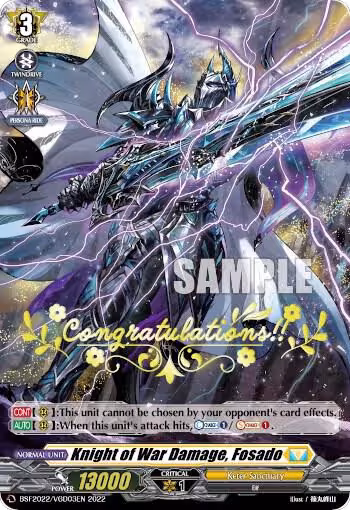 Knight of War Damage, Fosado (Hot Stamped) (BSF2022/VGD03EN 2022), Bushiroad Event Cards — Vanguard card price