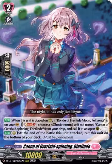 Canon of Overlaid-spinning, Dietlinde (D-LBT02/005EN), D-LBT02: Lyrical Monasterio ~It's a New School Term!~ — Vanguard card price