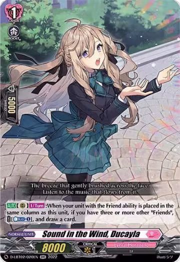 Sound in the Wind, Ducayla (D-LBT02/020EN), D-LBT02: Lyrical Monasterio ~It's a New School Term!~ — Vanguard card price
