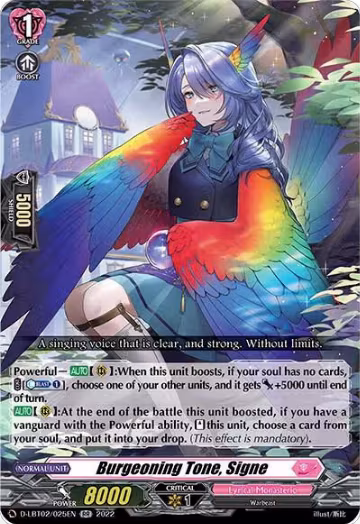 Burgeoning Tone, Signe (D-LBT02/025EN), D-LBT02: Lyrical Monasterio ~It's a New School Term!~ — Vanguard card price