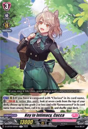 Key to Intimacy, Cucca (D-LBT02/029EN), D-LBT02: Lyrical Monasterio ~It's a New School Term!~ — Vanguard card price