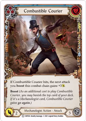Combustible Courier (Blue) (1HP204), History Pack Vol.1 — Flesh & Blood card price