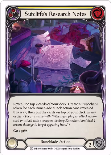 Sutcliffe's Research Notes (Yellow) (1HP298), History Pack Vol.1 — Flesh & Blood card price