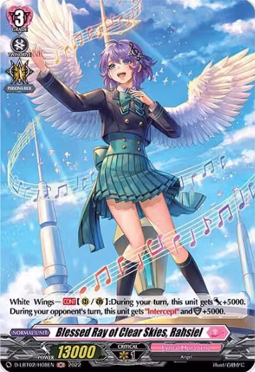 Blessed Ray of Clear Skies, Rahsiel (Holo) (D-LBT02/H08EN), D-LBT02: Lyrical Monasterio ~It's a New School Term!~ — Vanguard card price
