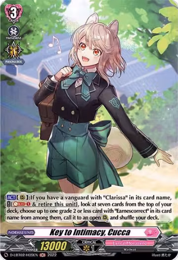 Key to Intimacy, Cucca (Holo) (D-LBT02/H09EN), D-LBT02: Lyrical Monasterio ~It's a New School Term!~ — Vanguard card price