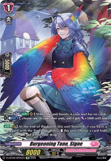 Burgeoning Tone, Signe (SP) (D-LBT02/SP25EN), D-LBT02: Lyrical Monasterio ~It's a New School Term!~ — Vanguard card price