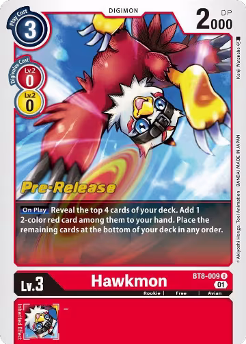 Hawkmon (BT8-009 U), New Awakening Pre-Release Cards — Digimon card price
