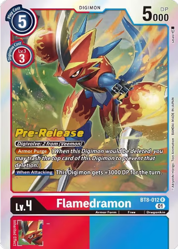 Flamedramon (BT8-012 R), New Awakening Pre-Release Cards — Digimon card price