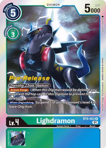 Lighdramon (BT8-053 R), New Awakening Pre-Release Cards — Digimon card price