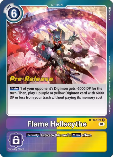 Flame Hellscythe (BT8-109 R), New Awakening Pre-Release Cards — Digimon card price