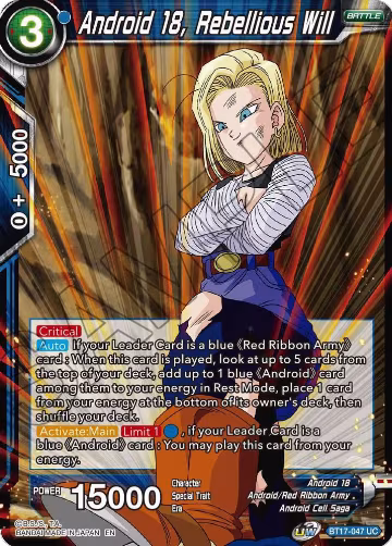 Android 18, Rebellious Will (BT17-047), Ultimate Squad — DB Super card price