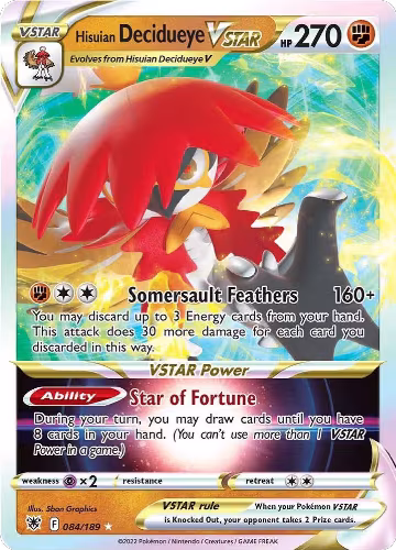 Hisuian Decidueye VSTAR (084/189), Astral Radiance — Pokémon card price