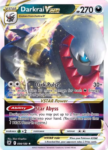 Darkrai VSTAR (099/189), Astral Radiance — Pokémon card price