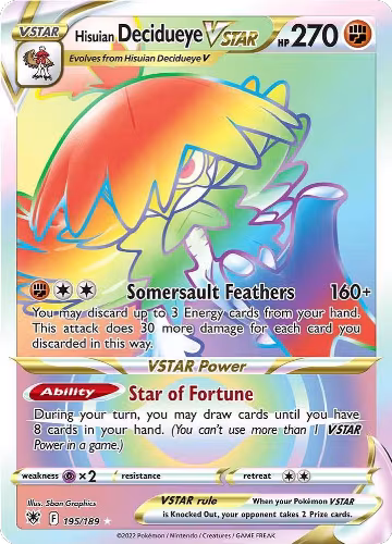 Hisuian Decidueye VSTAR (Secret) (195/189), Astral Radiance — Pokémon card price