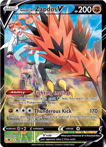 Galarian Zapdos V (TG19/TG30), Astral Radiance Trainer Gallery — Pokémon card price