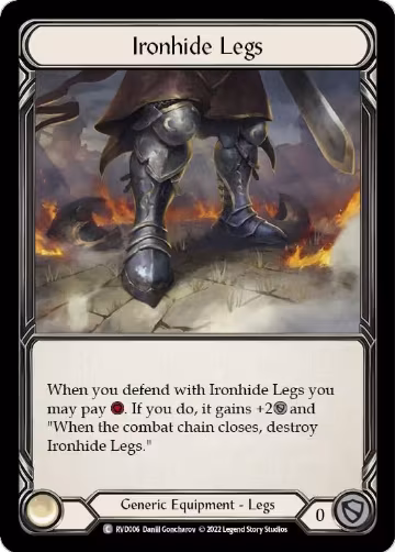 Ironhide Legs (RVD006), Classic Battles: Rhinar vs Dorinthea — Flesh & Blood card price