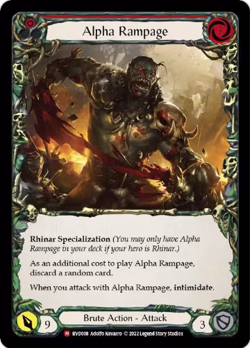 Alpha Rampage (RVD008), Classic Battles: Rhinar vs Dorinthea — Flesh & Blood card price