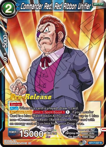 Commander Red, Red Ribbon Unifier (BT17-037), Ultimate Squad Pre-Release Cards — DB Super card price