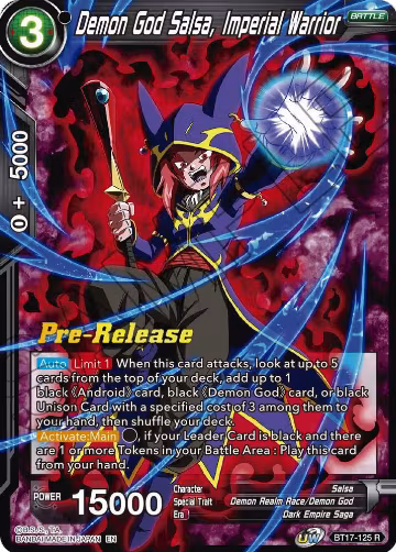 Demon God Salsa, Imperial Warrior (BT17-125), Ultimate Squad Pre-Release Cards — DB Super card price