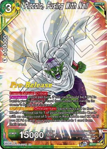 Piccolo, Fusing With Nail (BT17-139), Ultimate Squad Pre-Release Cards — DB Super card price