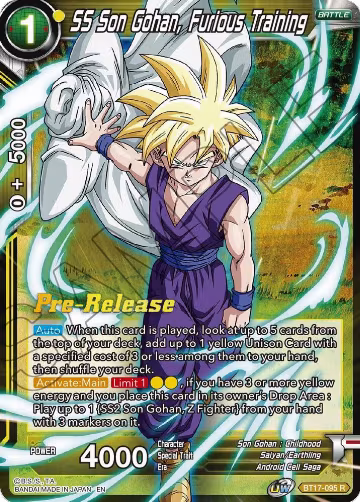 SS Son Gohan, Furious Training (BT17-095), Ultimate Squad Pre-Release Cards — DB Super card price