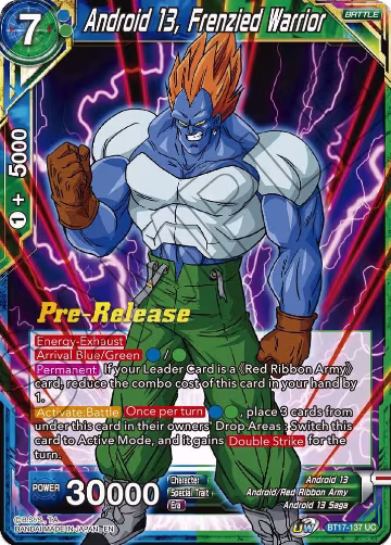Android 13, Frenzied Warrior (BT17-137), Ultimate Squad Pre-Release Cards — DB Super card price
