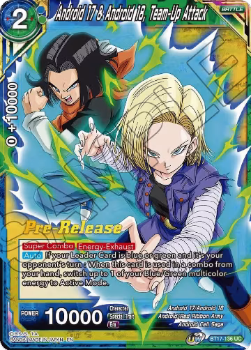 Android 17 & Android 18, Team-Up Attack (BT17-136), Ultimate Squad Pre-Release Cards — DB Super card price