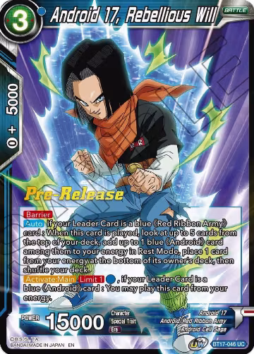 Android 17, Rebellious Will (BT17-046), Ultimate Squad Pre-Release Cards — DB Super card price