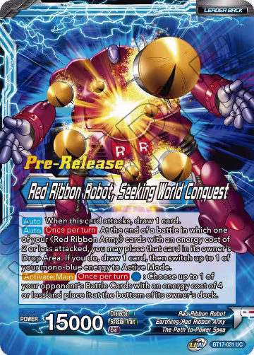 Commander Red // Red Ribbon Robot, Seeking World Conquest (BT17-031), Ultimate Squad Pre-Release Cards — DB Super card price
