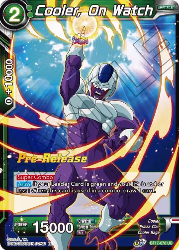 Cooler, On Watch (BT17-070), Ultimate Squad Pre-Release Cards — DB Super card price