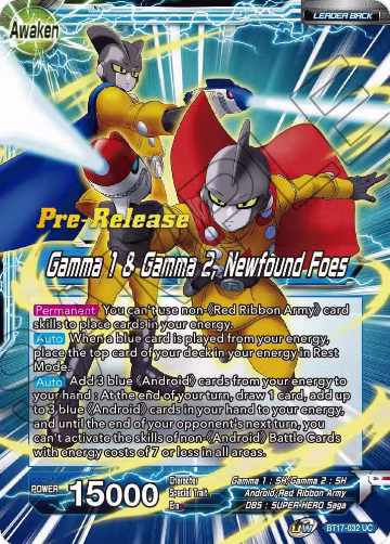 Gamma 1 & Gamma 2 // Gamma 1 & Gamma 2, Newfound Foes (BT17-032), Ultimate Squad Pre-Release Cards — DB Super card price
