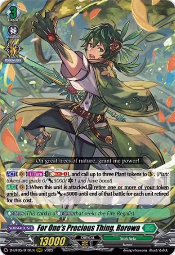 For One's Precious Thing, Rorowa (D-BT05/012EN), D-BT05: Triumphant Return of the Brave Heroes — Vanguard card price