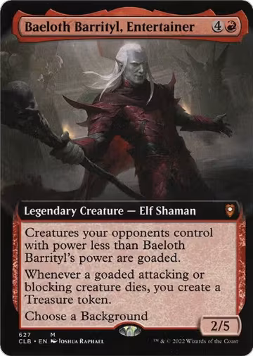 Baeloth Barrityl, Entertainer (Extended Art) (627), Commander Legends: Battle for Baldur's Gate — Magic card price