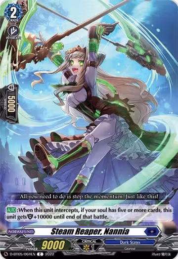 Steam Reaper, Nannia (D-BT05/064EN), D-BT05: Triumphant Return of the Brave Heroes — Vanguard card price