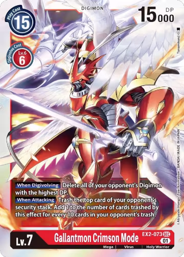 Gallantmon Crimson Mode (EX2-073 SEC), Digital Hazard — Digimon card price