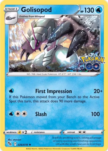 Golisopod (026/078), Pokemon GO — Pokémon card price