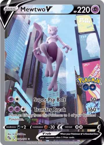 Mewtwo V (Alternate Full Art) (072/078), Pokemon GO — Pokémon card price