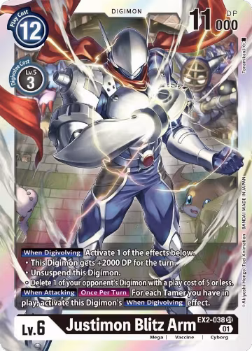 Justimon Blitz Arm (EX2-038 SR), Digital Hazard — Digimon card price
