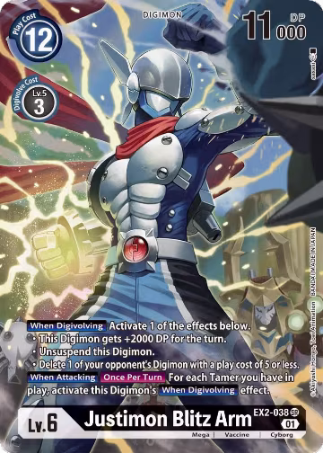 Justimon Blitz Arm (Alternate Art) (EX2-038 SR), Digital Hazard — Digimon card price